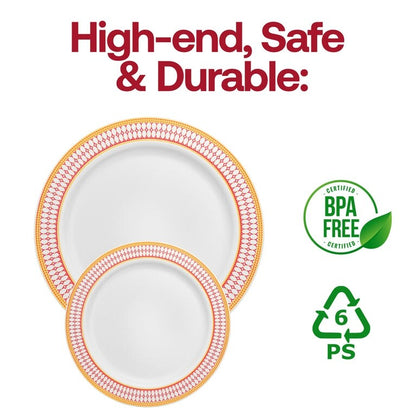 Elegant Gold Chord Rim Disposable Plastic Plate Packs - Party Supplies