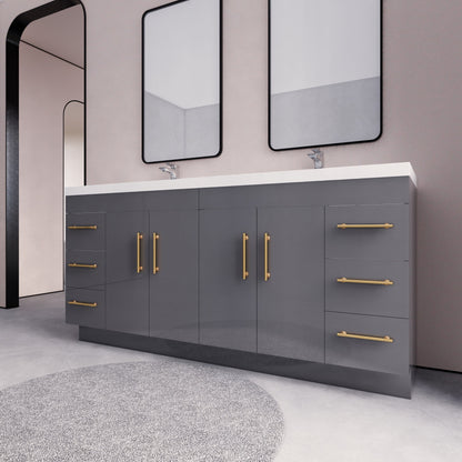 Meuble-lavabo autoportant Eliza de 72 po avec double vasque