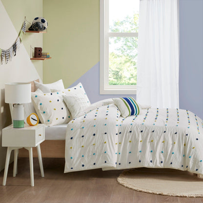 Ensley Cotton Jacquard Pom Pom Comforter Set by Intelligent Design Kids
