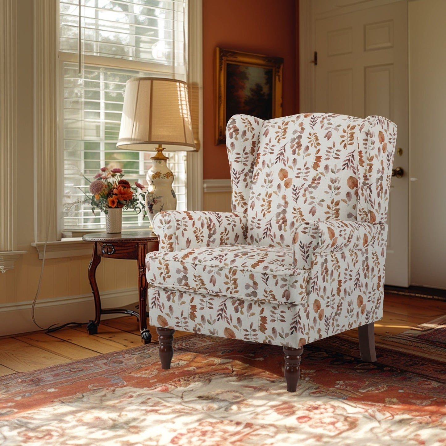 Fauteuil d'appoint moderne Erommy, fauteuil à dossier haut, canapé simple en tissu rembourré avec pieds en bois pour le salon