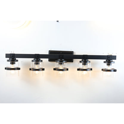 ExBrite Farmhouse 3-lights Bathroom Dimmable Iron Black Vanity Lights Wall Sconces