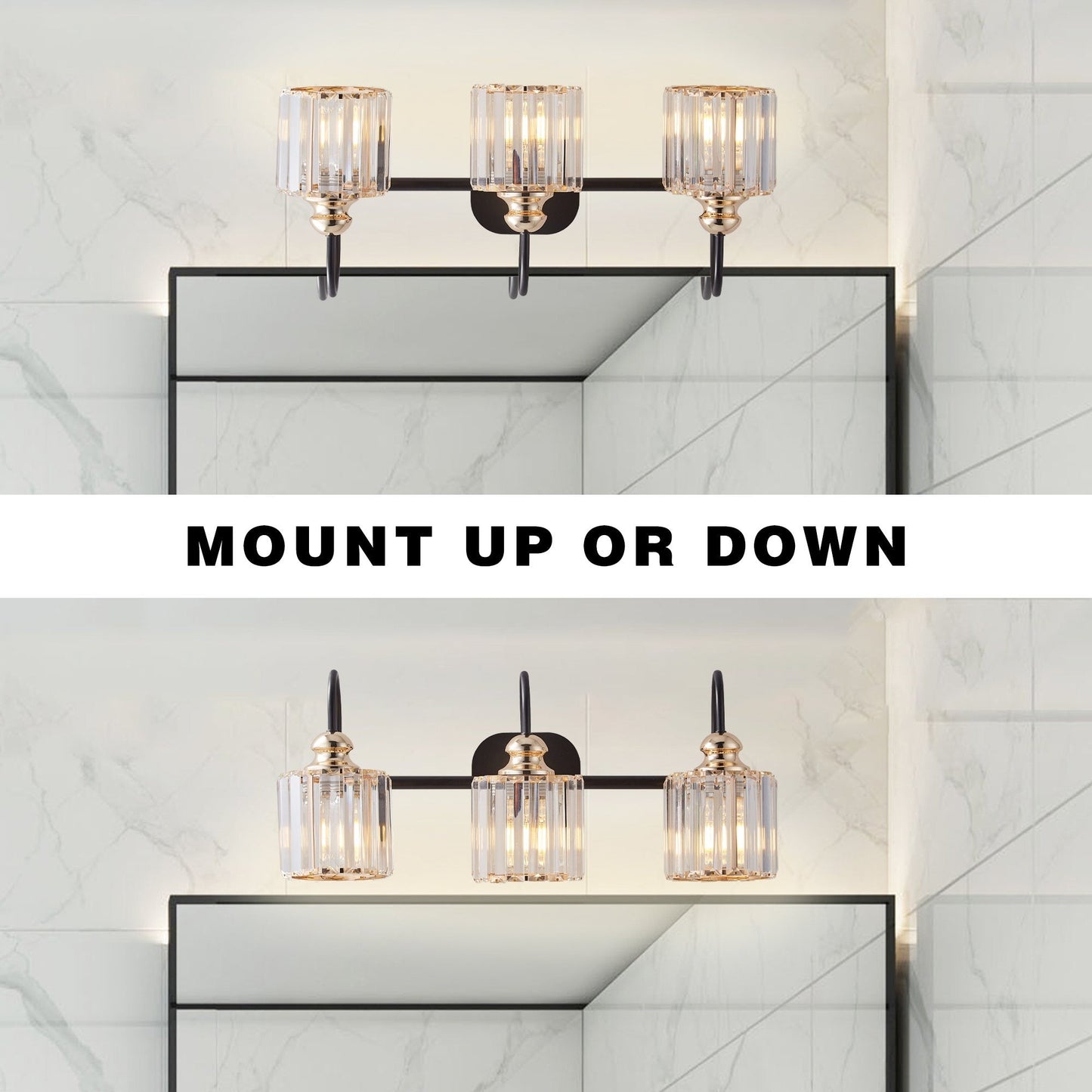ExBrite Modern Rose Gold 1/2/3/4/5-light Bathroom Dimmable Crystal Vanity Lights Wall Sconces