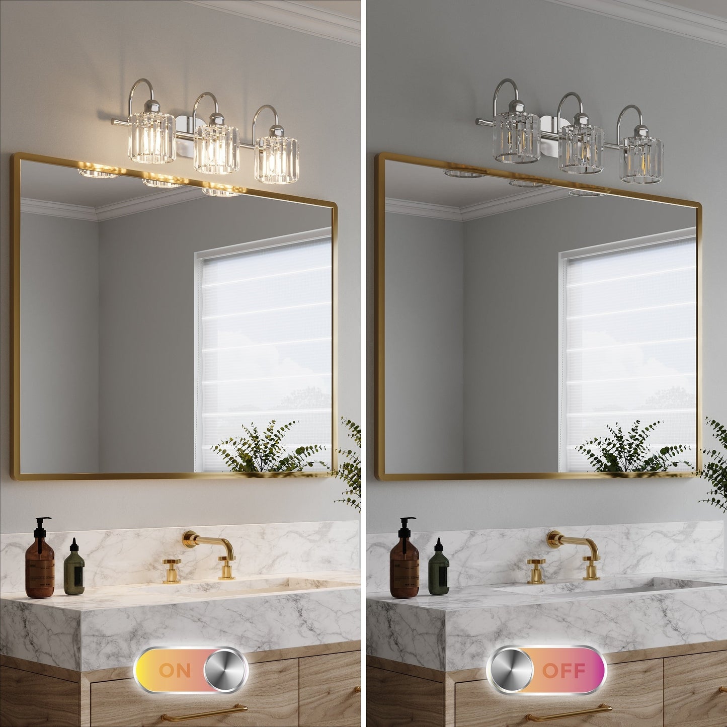 ExBrite Modern Rose Gold 1/2/3/4/5-light Bathroom Dimmable Crystal Vanity Lights Wall Sconces