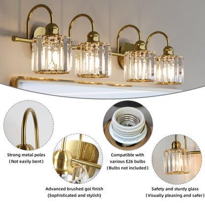 ExBrite Modern Rose Gold 1/2/3/4/5-light Bathroom Dimmable Crystal Vanity Lights Wall Sconces