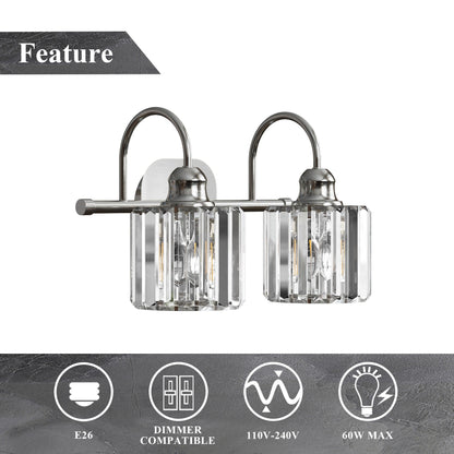 ExBrite Modern Rose Gold 1/2/3/4/5-light Bathroom Dimmable Crystal Vanity Lights Wall Sconces