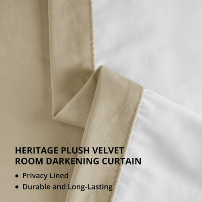 Exclusive Fabrics Heritage Plush Velvet Room Darkening Curtains (1 Panel) Luxury Velvet Curtains for Bedroom & Living Room.