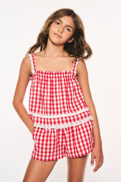 Short Georgie en coton vichy pour fille