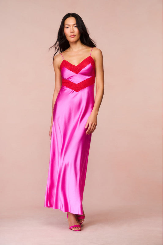 Robe longue Serita bordée de dentelle