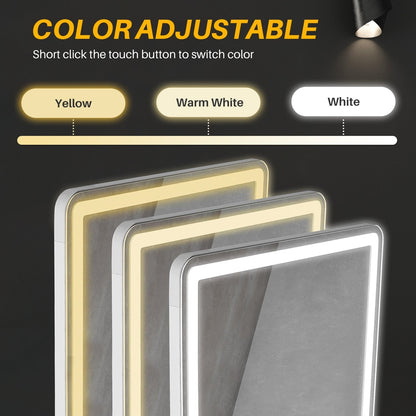 Miroir de sol avec éclairage LED, miroir pleine longueur 64 x 21 avec support, miroir suspendu, miroir mural, miroir intégral