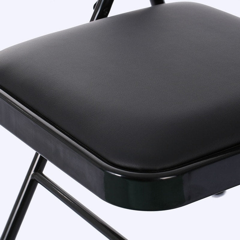 Folding Chairs with Leather Padded Seats Black 4-Pack