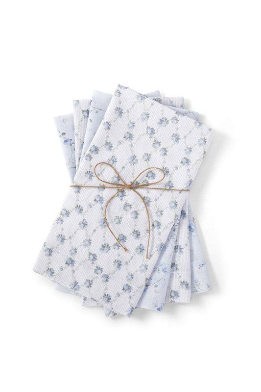 Lot de 4 serviettes florales - Nénuphar + Dentelle brumeuse