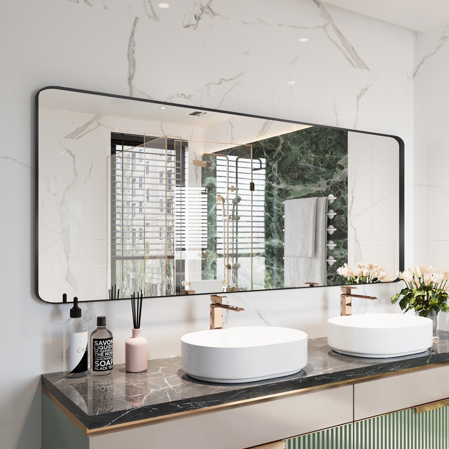 Framed Wall Mounted Bathroom Vanity Mirror