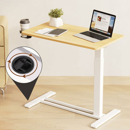 FunniHomi 28/32 Movable Overbed Table Height Adjustable Computer Desk with Wheels, White/Black Laptop Table for Bed and Sofa