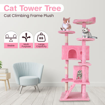 Furniture of America Cat Tree Multi-Level Cat Tower with Ladder, Platforms and Condos