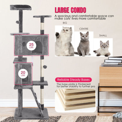 Furniture of America Cat Tree Multi-Level Cat Tower with Ladder, Platforms and Condos