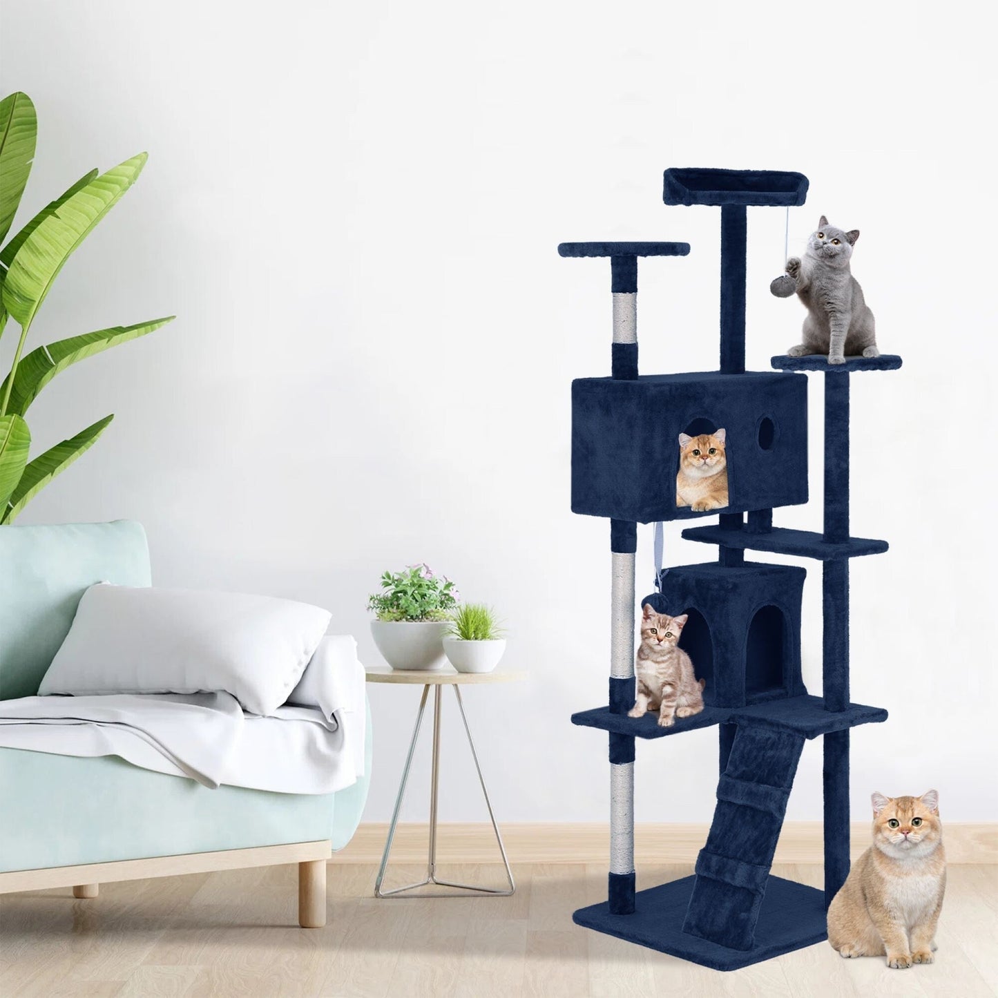 Furniture of America Cat Tree Multi-Level Cat Tower with Ladder, Platforms and Condos