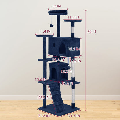 Furniture of America Cat Tree Multi-Level Cat Tower with Ladder, Platforms and Condos