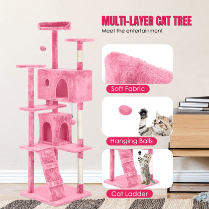 Furniture of America Cat Tree Multi-Level Cat Tower with Ladder, Platforms and Condos