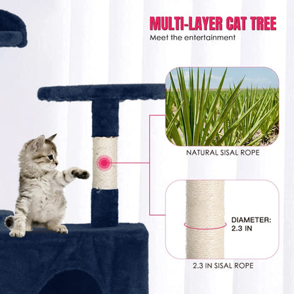 Furniture of America Cat Tree Multi-Level Cat Tower with Ladder, Platforms and Condos