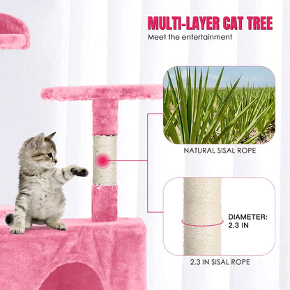 Furniture of America Cat Tree Multi-Level Cat Tower with Ladder, Platforms and Condos