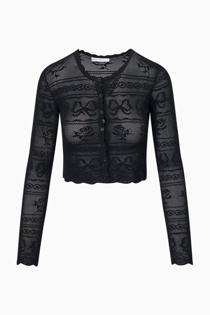 Cardigan en tricot avec nœud Gretta - NOIR