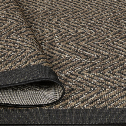 Madison Park Hurley Natural/ Black Textured Chevron Indoor/Outdoor Rug