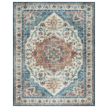 Gertmenian Crystal Print Washable Digital Printed Flat Pile Polyester Slip Resistant Area Rug Collection