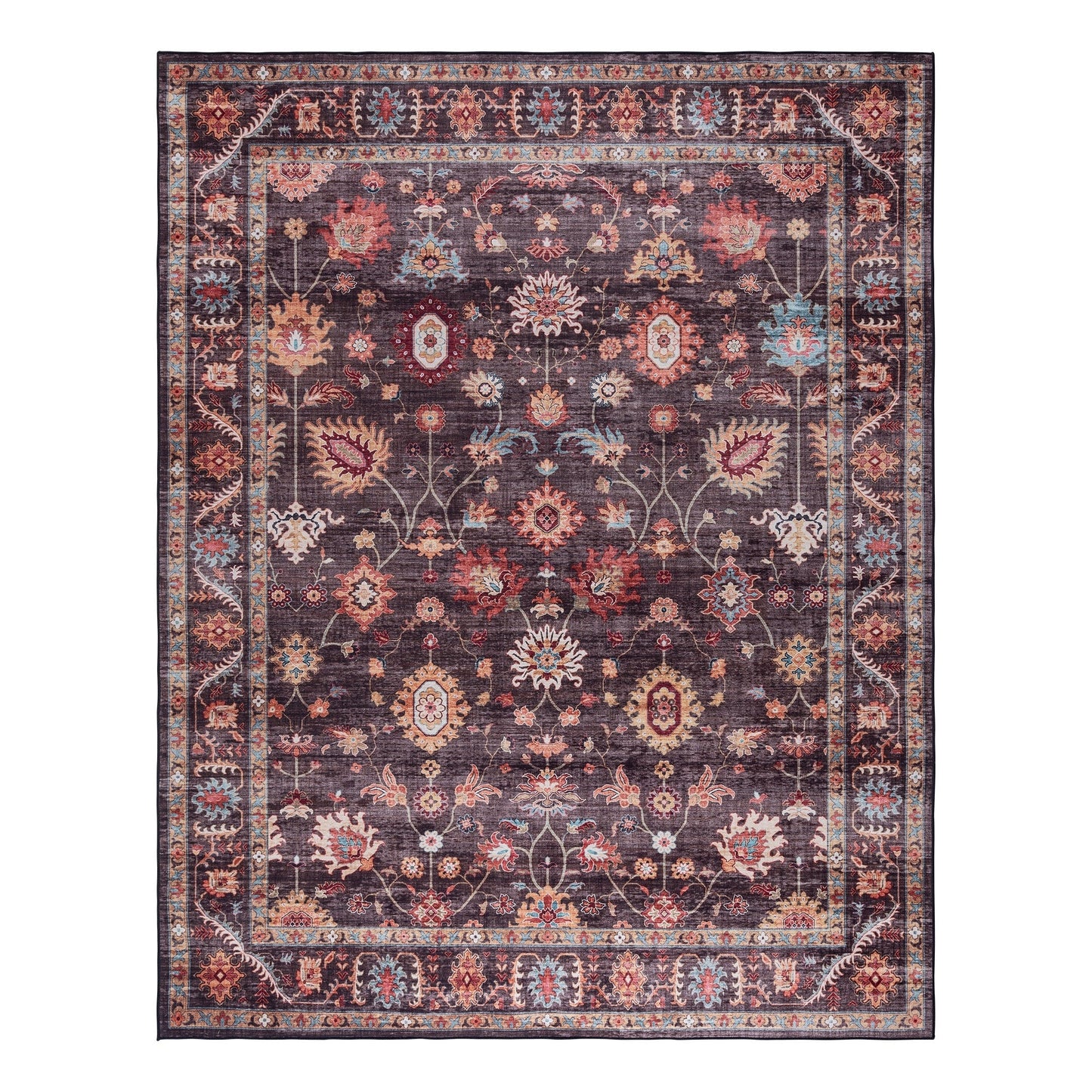 Gertmenian Crystal Print Washable Digital Printed Flat Pile Polyester Slip Resistant Area Rug Collection