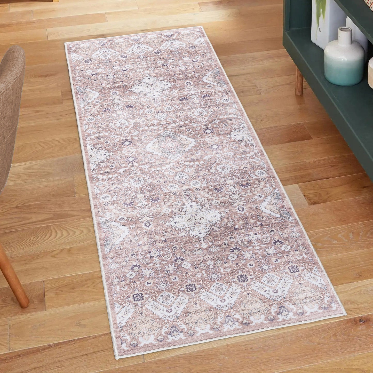 Gertmenian Crystal Print Washable Digital Printed Flat Pile Polyester Slip Resistant Area Rug Collection