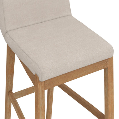 Tabouret de bar moderne Gracie, chaise rembourrée en boucle et pieds en bois brossé
