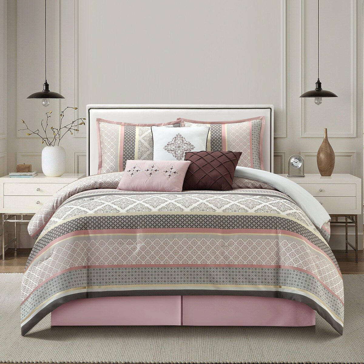 Nanshing Jensen 7 Piece Jacquard Geometric Comforter Set