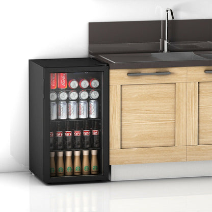 Réfrigérateur à boissons Gymax 120 canettes Mini refroidisseur de boissons pour bière, vin, soda