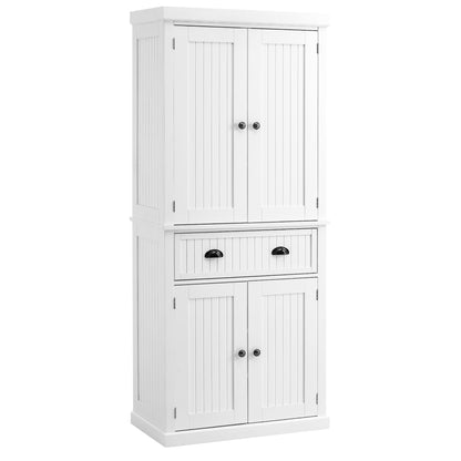 HOMCOM 72 Armoire de cuisine indépendante traditionnelle avec portes et 3 étagères réglables, blanc