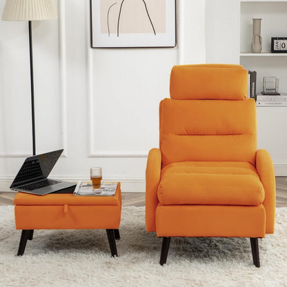 Fauteuil d'appoint HOMYKA avec dossier réglable et pouf de rangement