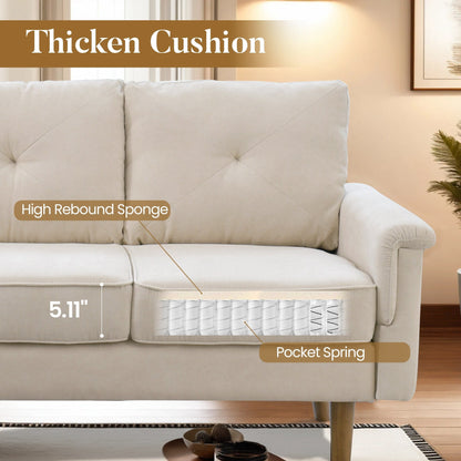 Canapé 3 places rembourré HOOOWOOO Mid-Century avec pieds en bois pour salon