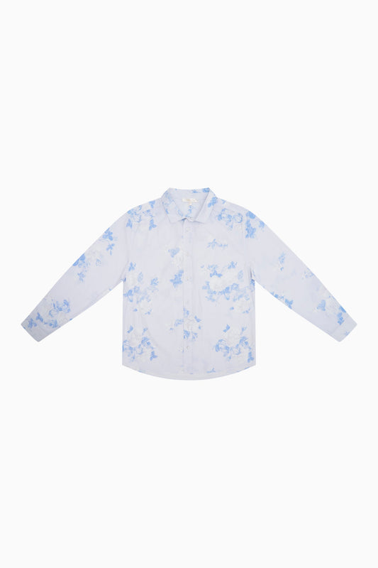 Chemise unisexe en coton Hudley - Bleu murmure