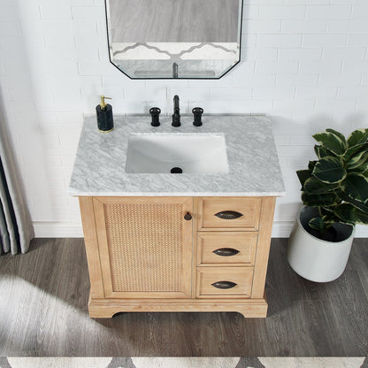 Meuble-lavabo Hervas avec plateau en marbre naturel sans miroir