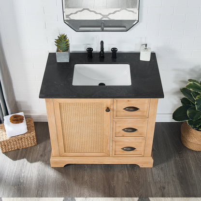 Meuble-lavabo Hervas avec plateau en marbre naturel sans miroir