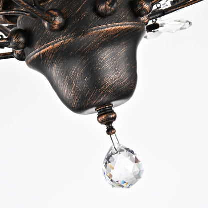 Plafonnier à 4 lumières en cristal avec feuilles de houx