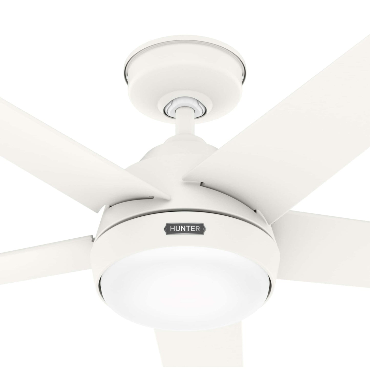 Ventilateur de plafond extérieur Hunter 52 Skyflow avec kit d'éclairage LED, commande murale - Côtier moderne contemporain - WeatherMax - CLASSÉ HUMIDE !