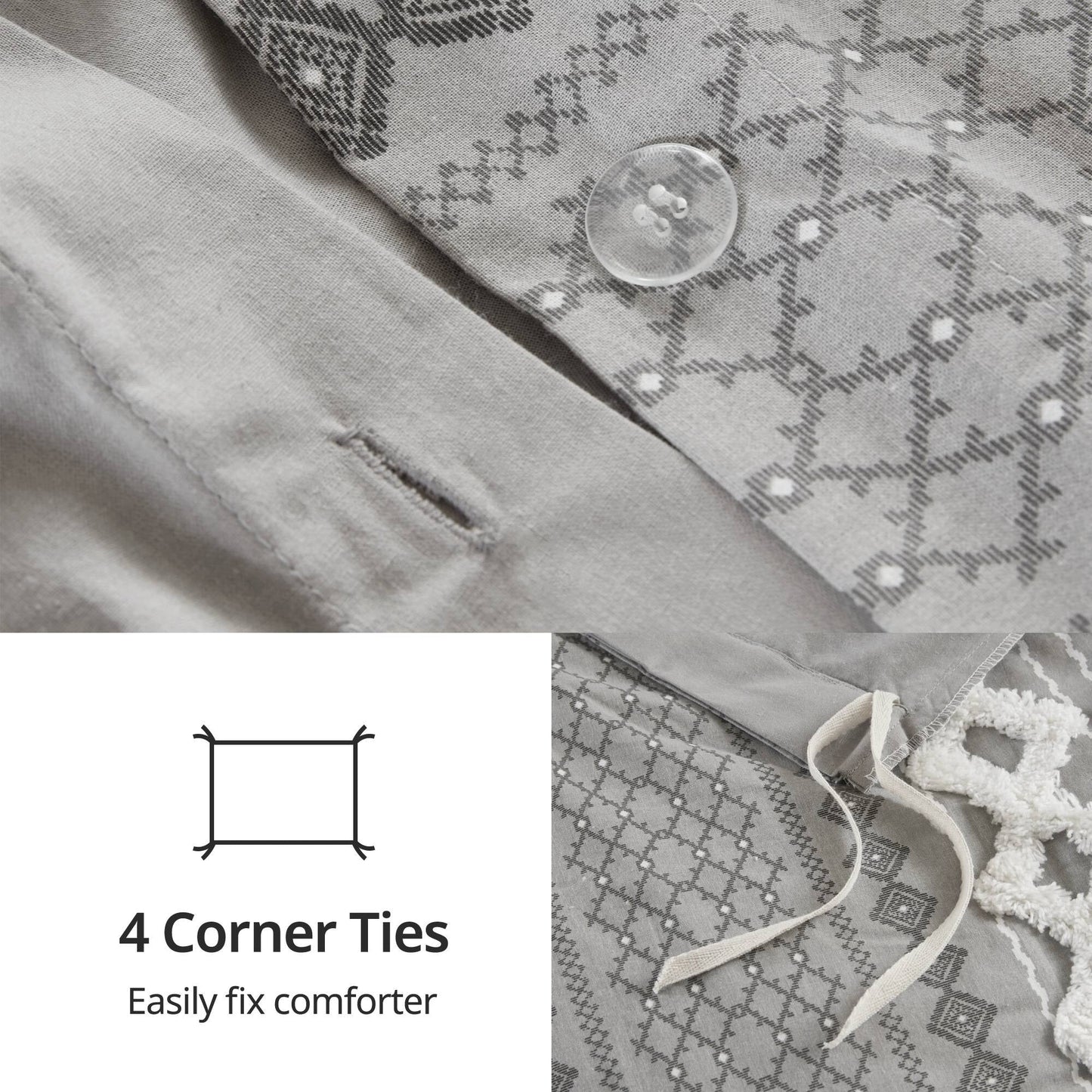 INK+IVY Imani Cotton Printed Duvet Cover Set with Chenille