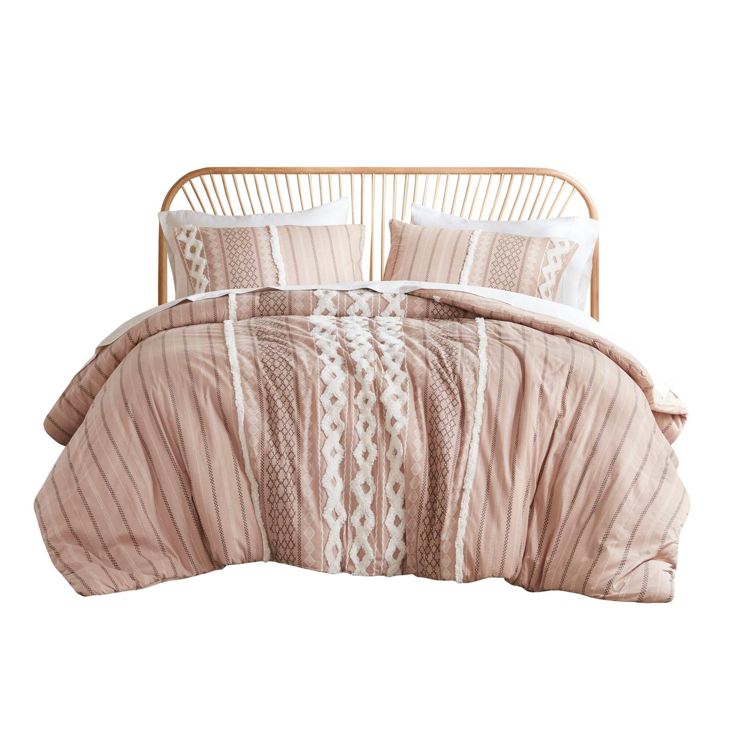 INK+IVY Imani Cotton Printed Duvet Cover Set with Chenille