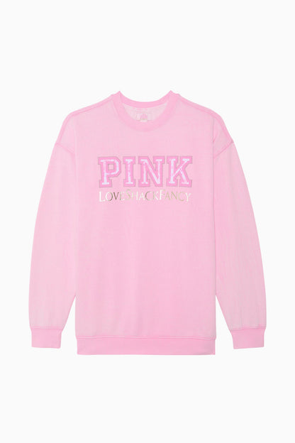 Sweat-shirt ras du cou surdimensionné PINK x LoveShackFancy - PINK LOLLIPOP