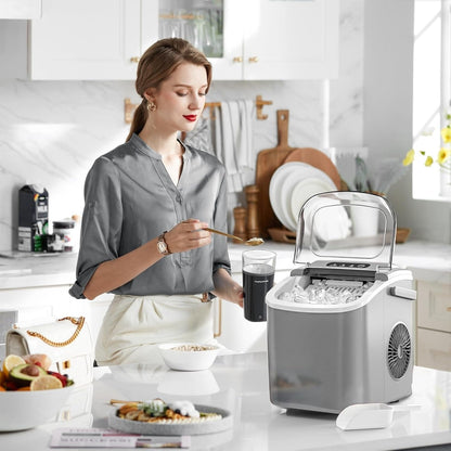 Ice Makers Countertop, Portable Ice Maker Machine with Handle, Self-Cleaning Ice Maker, for Home/Office/Kitchen