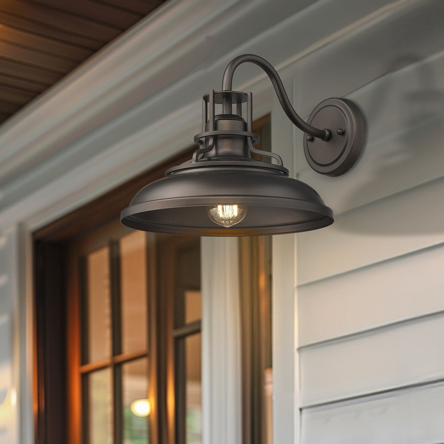 Indoor Outdoor Wall Sconces, Gooseneck Wall Sconces Vintage Farmhouse Wall Lamp, Oil Rubbed Bronze Finish