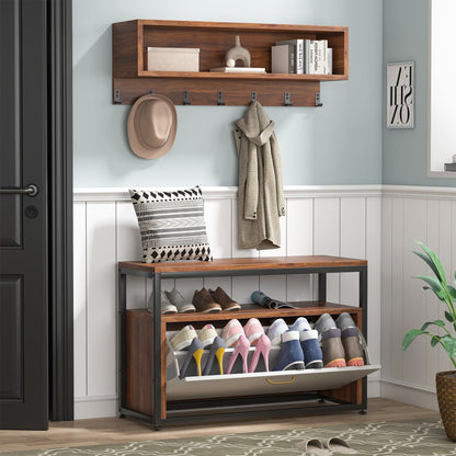 Ensemble de porte-manteaux et de bancs à chaussures pour entrée, porte-manteaux et porte-chaussures de style industriel