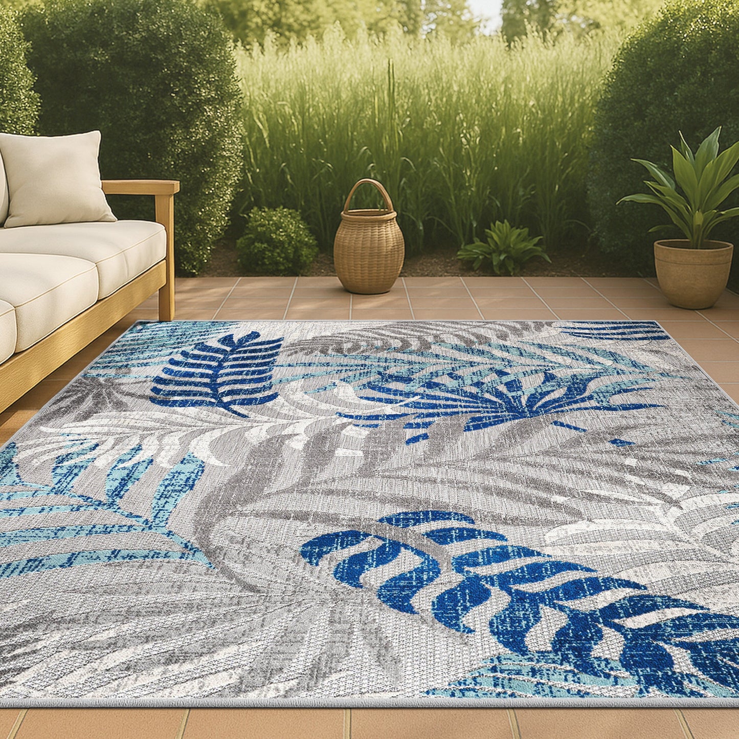 JONATHAN Y Aydin Palm Leaves Indoor/Outdoor Area Rug