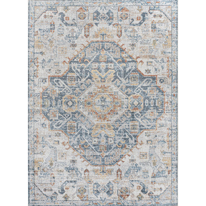 JONATHAN Y Brandy Bohemian Medallion Low-Pile Machine-Washable Cream/Terra Area Rug