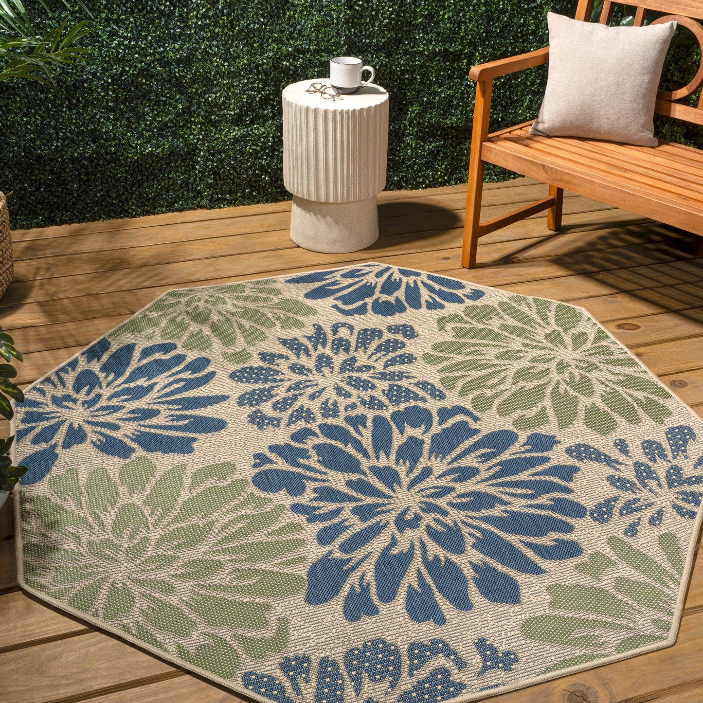 JONATHAN Y Floral Textured Weave Indoor/Outdoor Area Rug