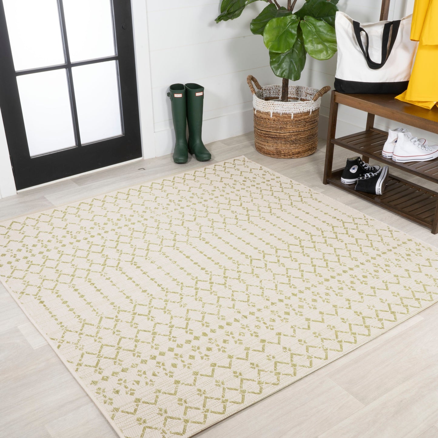 JONATHAN Y Trebol Moroccan Geometric Textured Weave Indoor/Outdoor Area Rug